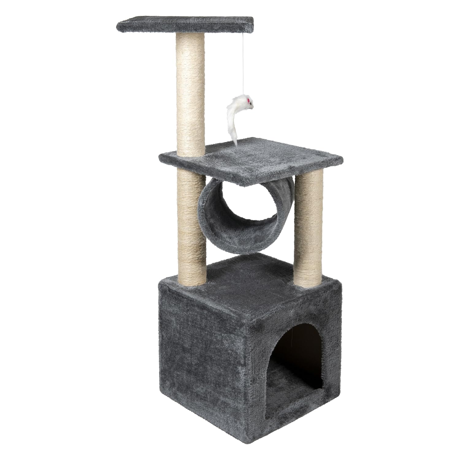 JACK AND VANILLA, Modern scratching post for cats, elegant and durable design, ideal for scratching and resting, dimensions 30 x 30 x 90 cm, grey finish, scratching post