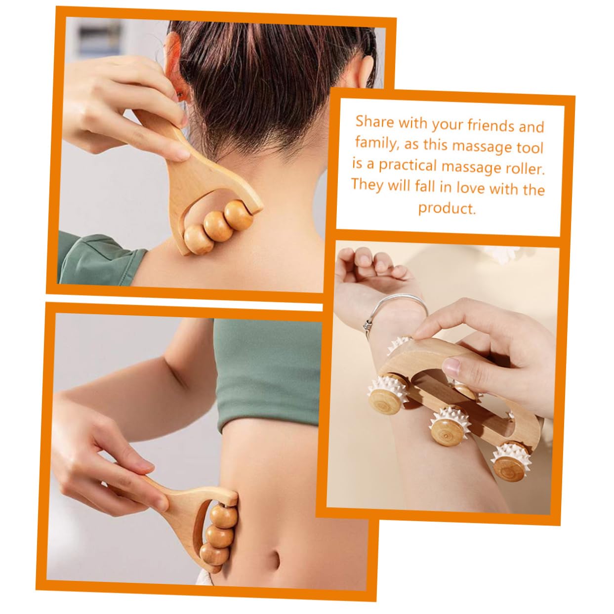 FOMIYES 5 Juegos Conjunto De Masajeador Jaula Botones De Estilo Británico Masajeador De Pies Massage Roller Masajeadores Faciales Masajeador De Madera Masajeadores De Mano 3 Piezas * 5