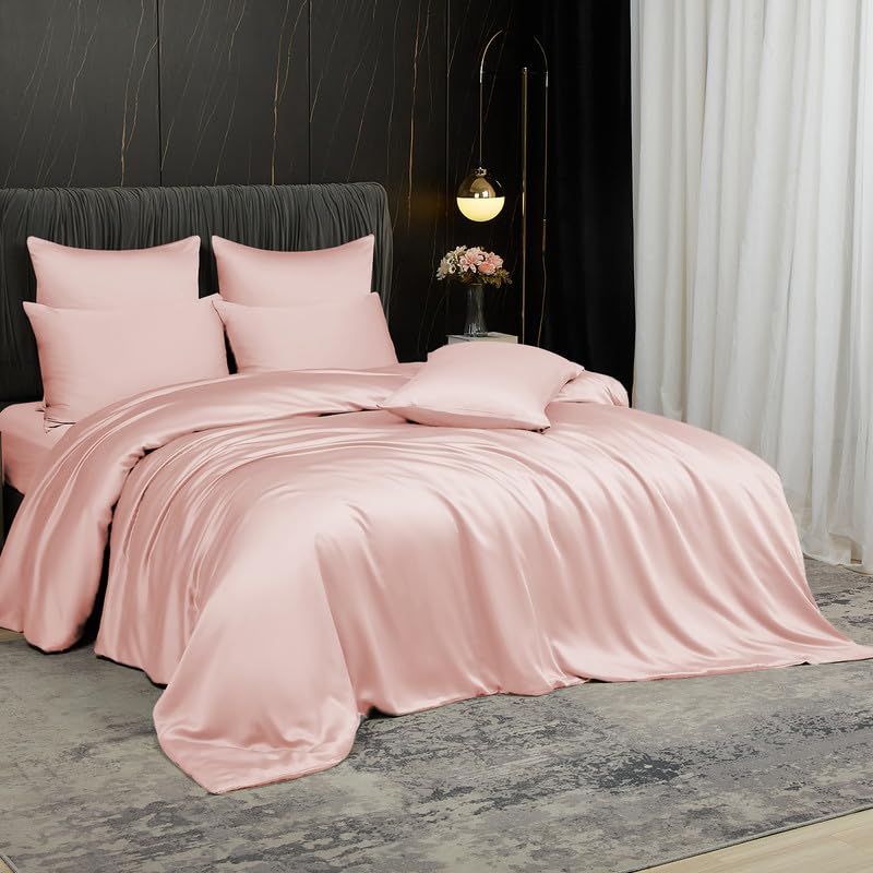 Gezu Bambus Lyocell Bettwäsche 155x220 Rosa Hellrosa 100% Bambusseide | Antibakteriell Bettbezug 155x220 Bambusfasern Glänzend Bettwäsche Set Bamboo Luxus mit 2 Kissenbezüge mit Reissverschluss