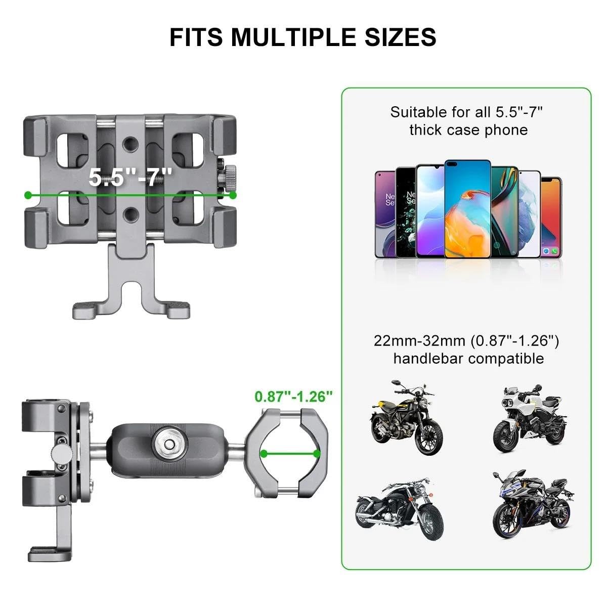 Supporto Telefono Moto Bici Lega Di Alluminio Con Smorzatore Vibrazioni ATV/UTV Scooter Manubrio Clip GPS