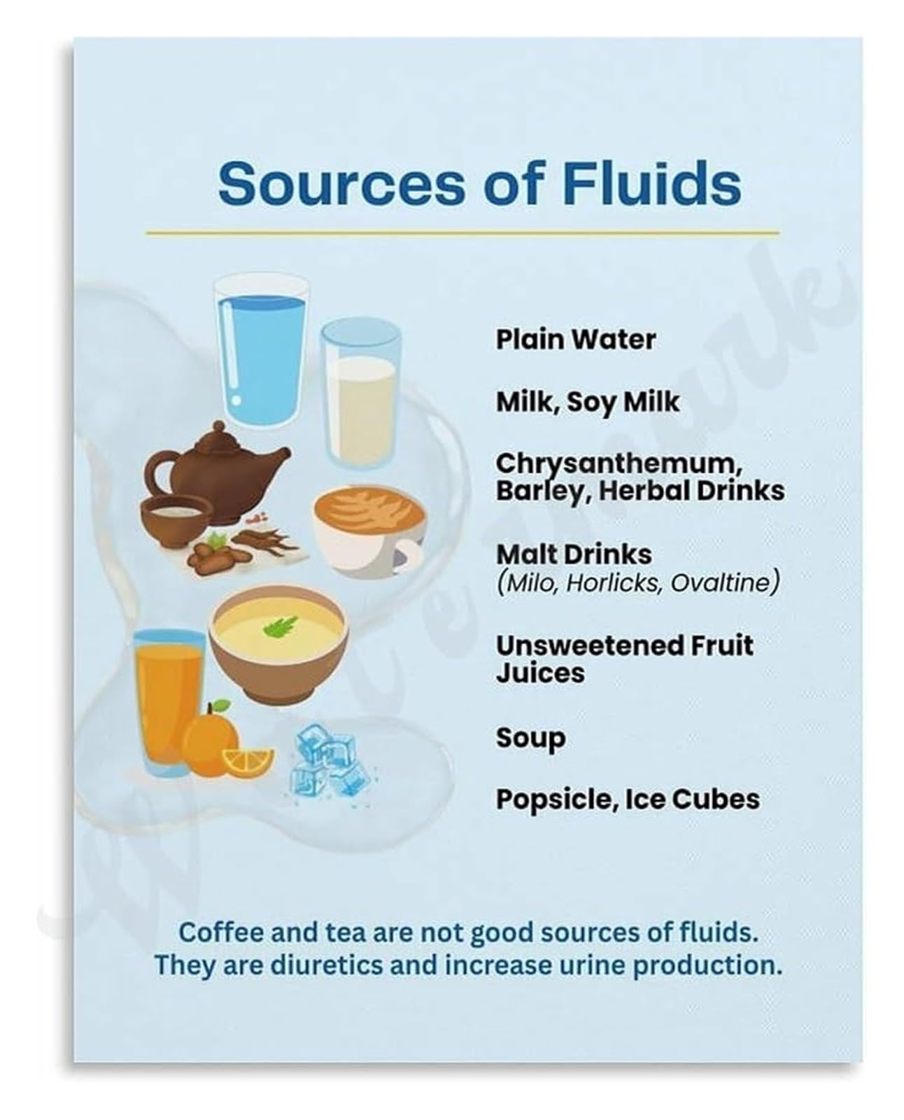 REIUAFWYGV Complete Guide to Fluid Sources Health Awareness Educational Canvas Poster Art(Framed,12x18inch(30x45cm))