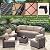 RTDTD Outdoor Patio Furniture Set, 14 Pieces Outdoor Furniture All Weather Patio Sectional Sofa PE Wicker Modular Conversation Sets with Coffee Table,12 Chairs & Seat Clips(Sand)