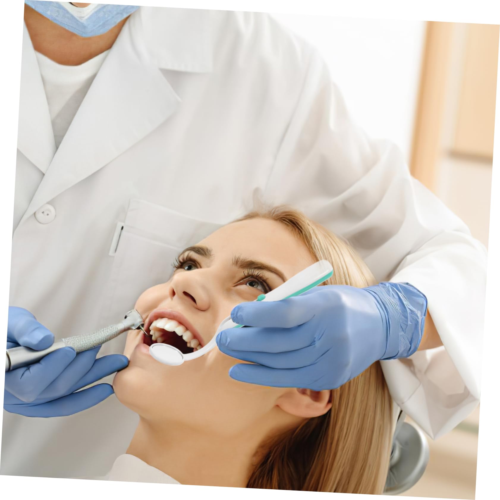 Specchietto Denti Luce LED Verde in Plastica, Specchietto Dentale Antifog per Ispezione Sicura e Pratica dei Denti per Uso Dentistico