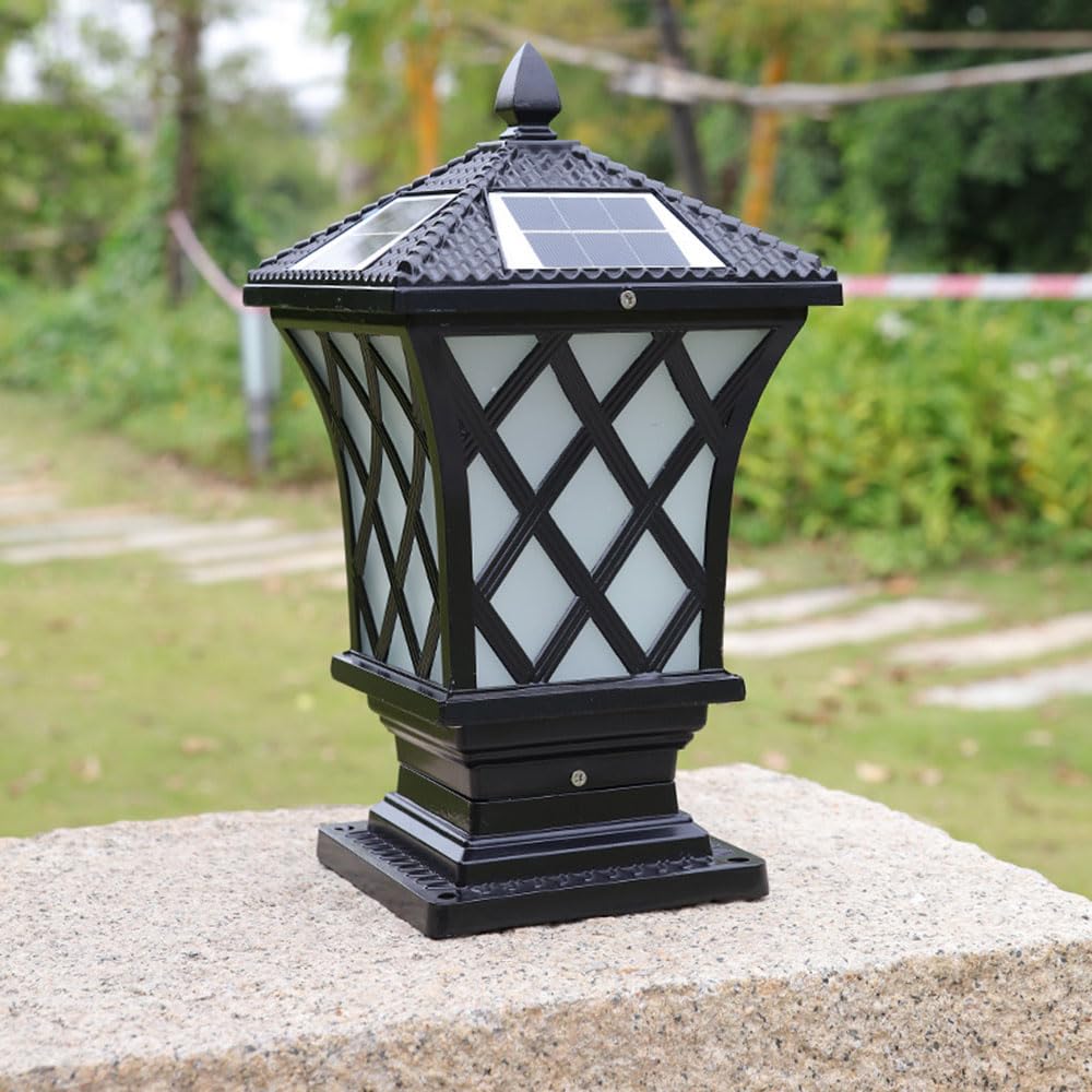 Lampa solarna do ogrodu, odlewane ciśnieniowo aluminium ze szklanym kloszem, 3 tryby oświetlenia, dekoracja zewnętrzna w stylu europejskim do dziedzińców willi