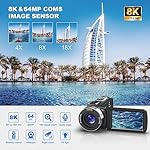 8K 64MP Video Camera 18X Digital Camcorder Video Camera for YouTube 3.0 inch Flip Screen Camcorder Vlogging Camera with 32GB SD Card, 2.4G Remote Control, Two Batteries and External Mic - Image 2