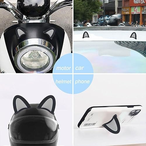 Miniatura 7 de GEKUPEM 2 piezas de orejas de decoración de casco, accesorios de decoración de casco de orejas de gato, accesorio universal autoadhesivo para casco