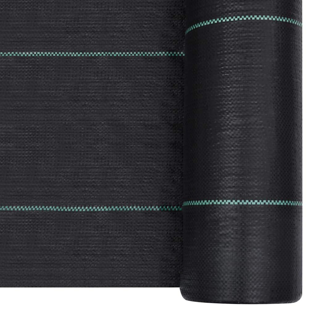 Fengshui Unkrautfolie Schwarz 1x200 m PP | 60 g/m2 Gewicht, wasserdurchlässig, schneidbar für Pflanzen, langlebig
