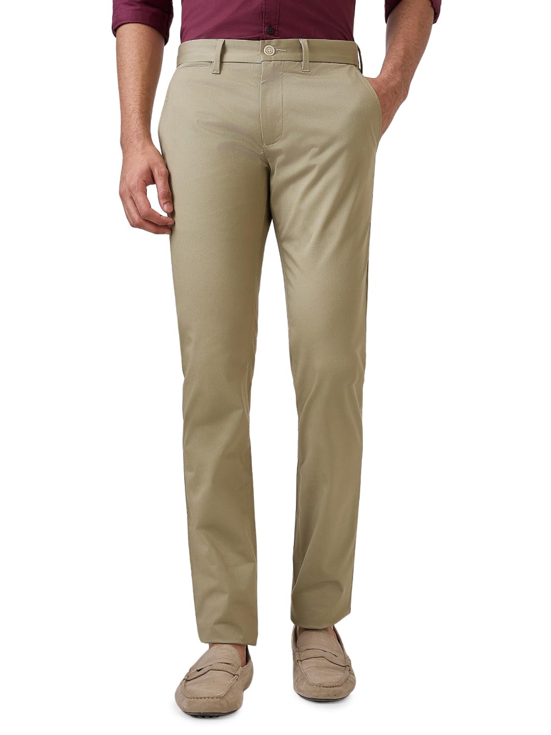 parx Men Low Rise Tapered Fit Solid Pattern Cotton Elastane Blend Flat Front Casual Trouser-picture-22