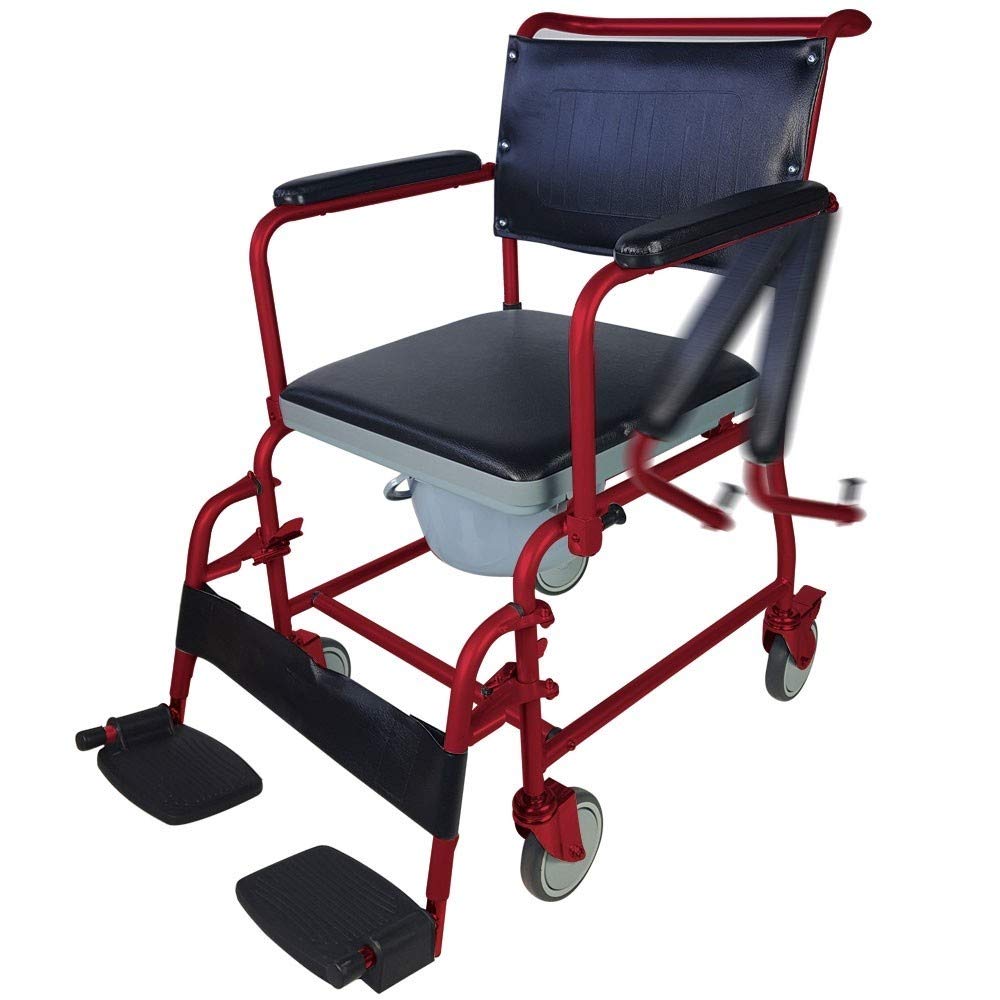 Mobiclinic, Wc krzesł na kółkach, Ancla, Toaleta dla osób niepełnosprawnych, Starszych, Składany podłokietnik i podnóżek ergonomiczny siedzenia, Bordeaux