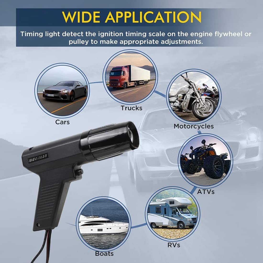 Lizusidtsy Timing Light 12V Ignition Timing Light Automotive Strong Flash Timing Lights, Overload Protection for Car, Motorcycle, 500266868