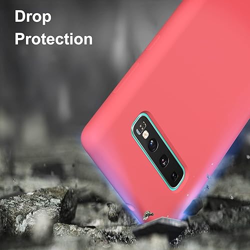Vista 102 de E Segoi Funda diseñada para Galaxy S10 Plus de 6.4 pulgadas, S10+ de goma de gel de silicona líquida a prueba de golpes, cojín de forro de tela