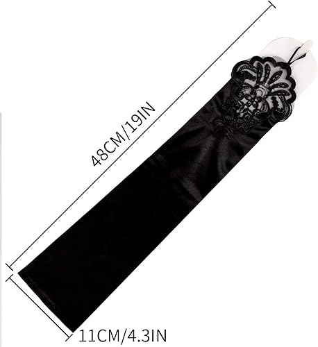 Miniatura 2 de SAVITA Guantes largos sin dedos perforados hasta el codo, guantes de satén de 19 pulgadas, elásticos, para fiesta de noche de la década de 1920,