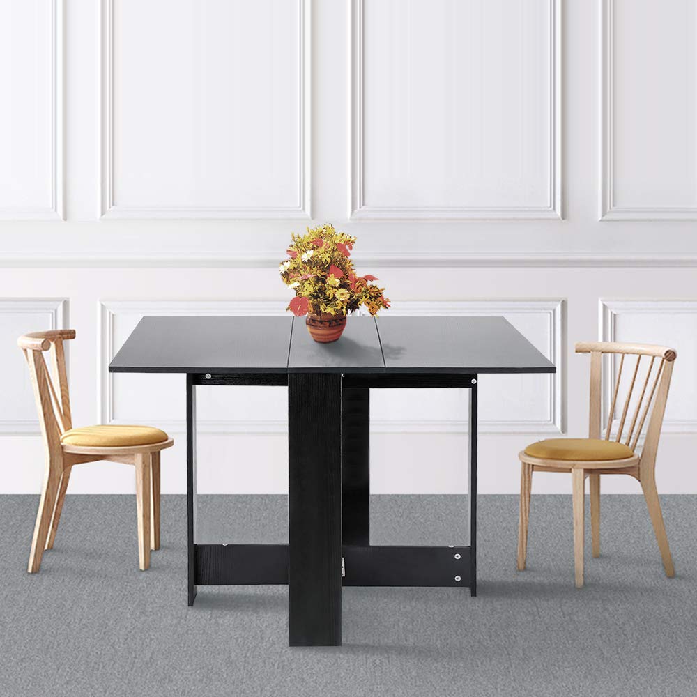 LANTUS Tavolo Consolle a Ribalta con Vano Mensola, Tavolino da Salotto e Cucina Pieghevole Salvaspazio,Tavolo Richiudibile, Tavolo Pieghevole, Legno,per 4-6 Persone (103 * 76 * 73,4 cm (nero))