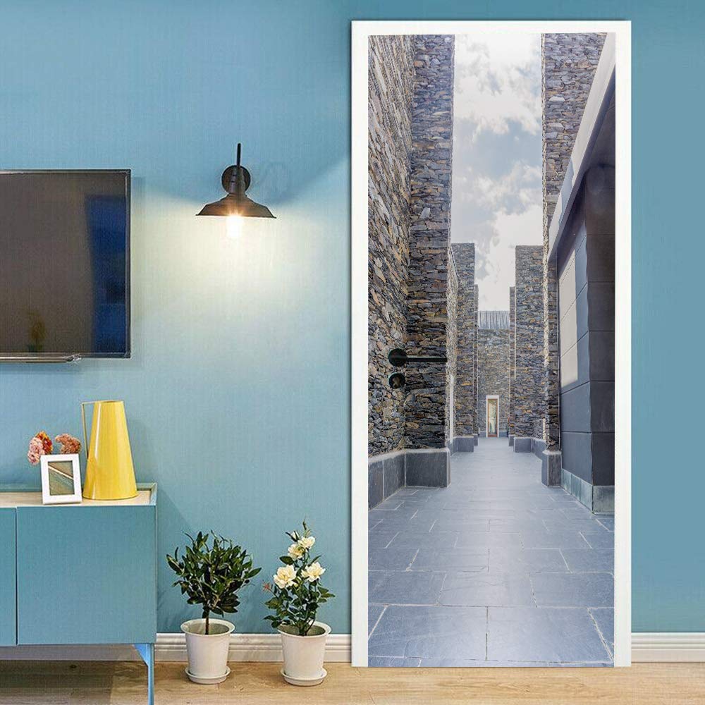 Sticker porte trompe l'oeil pour cacher les imperfections du bois
