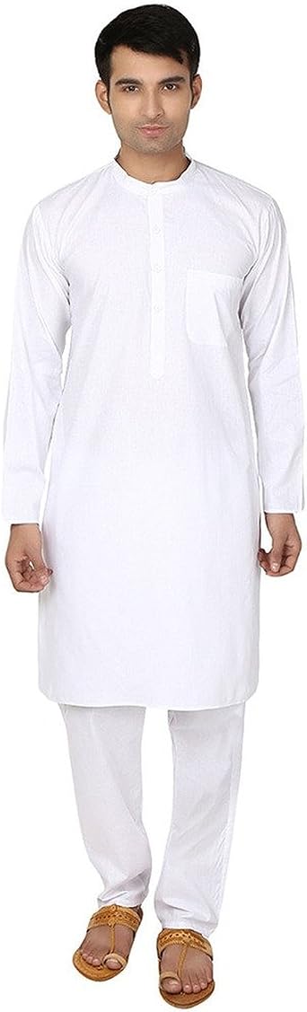 Royal Kurta Mens Cotton Kurta Pyjama Set Small White