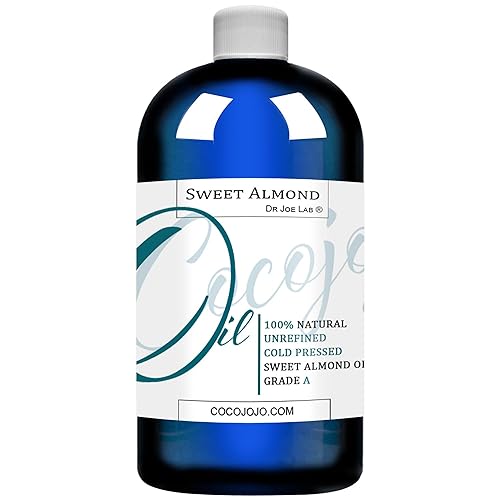 Dr Joe Lab Aceite de almendras de 16 onzas, 100% puro y natural, aceite de almendras dulces, prensado en frío, extra virgen, sin refinar, grado
