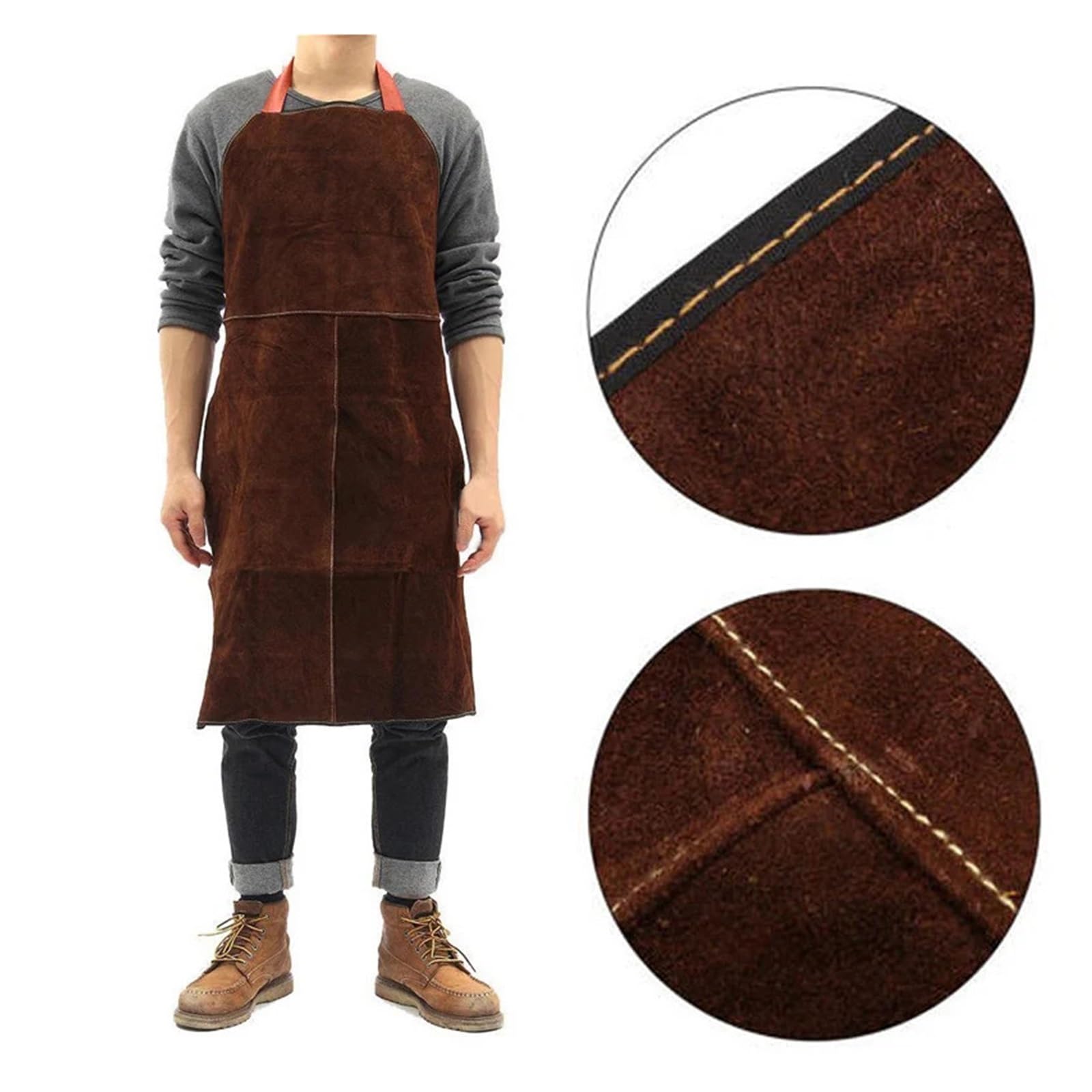 delantal cocina Delantal de soldadura profesional, soldador cuero vaca, paños protectores, carpintero, herrero, ropa jardín, delantal trabajo