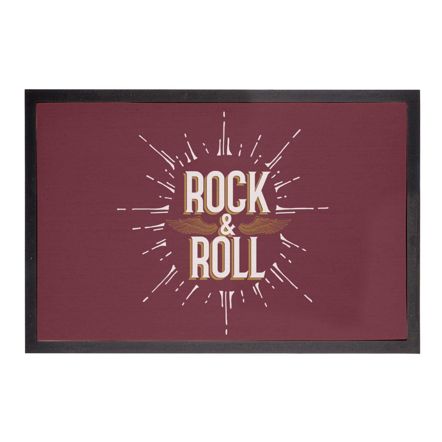 Paillasson entrée propre Rock and Roll rouge résistant guitare basse 75x50cm