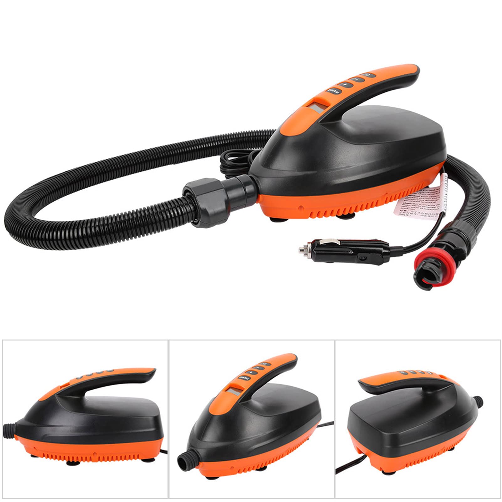 Pompe à Air Numérique Portable 12-V pour Planche à Paddle Compacte de Tente Gonflable, Pompe de Fonctionnement Charge Haute Pression pour Les Voyageurs, Matériau en PVC Noir et Orange