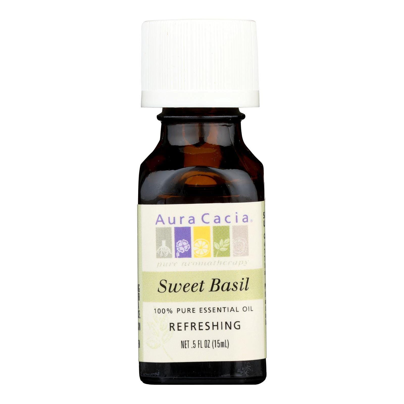 Aura Cacia Pure Basil Essential Oil, 0.5 Fluid Ounces