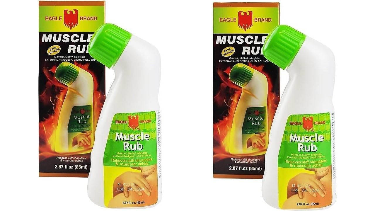 2 Packs - Eagle Essential Muscle Rub Oil - Hai Chai Dau Xoa Bop Hieu Con O - 85mL per Bottle with 2 Bottles per Order - Made in Singapore