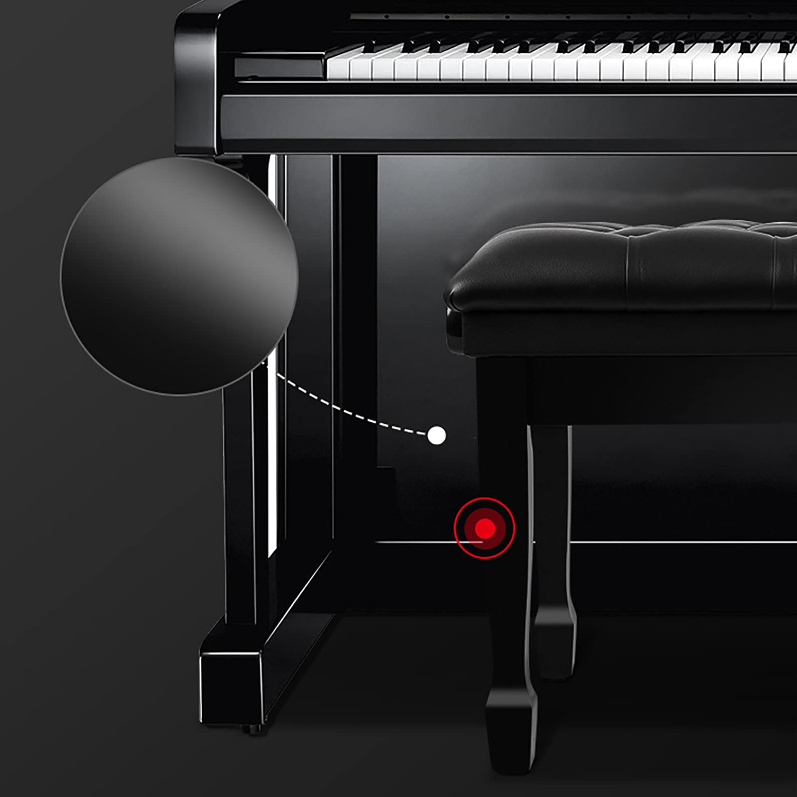 Panca per Pianoforte Regolabile in Pelle con Sollevamento Idraulico Automatico E Sgabello per Pianoforte in Legno per Uso Domestico E Professionale,Black