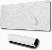Mousepad Gamer Force One Skyhawk Snow XXL 90x40cm - Precisão Imbatível para FPS, Base Antiderrapante e Superfície de Tecido Premium Branca