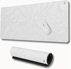 Mousepad Gamer Force One Skyhawk Snow XXL 90x40cm - Precisão Imbatível para FPS, Base Antiderrapante e Superfície de Tecido Premium Branca