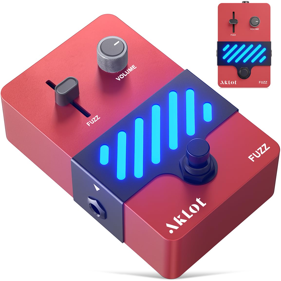 AKLOT Fuzz Electric Guitar Pedal: Thick Vintage Fuzz with Rich Saturation, Dynamic Touch-Responsive Gain, Volume Control, Mini Guitar Effect Pedal with True Bypass, NEON Inferno