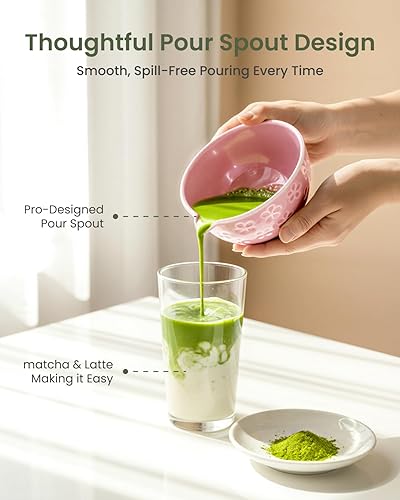 Miniatura 2 de Juego de 7 batidores de matcha, incluye cuenco de cerámica, batidor de bambú, cuchara, tamiz, soporte para batidor, soporte para cuchara y toalla de