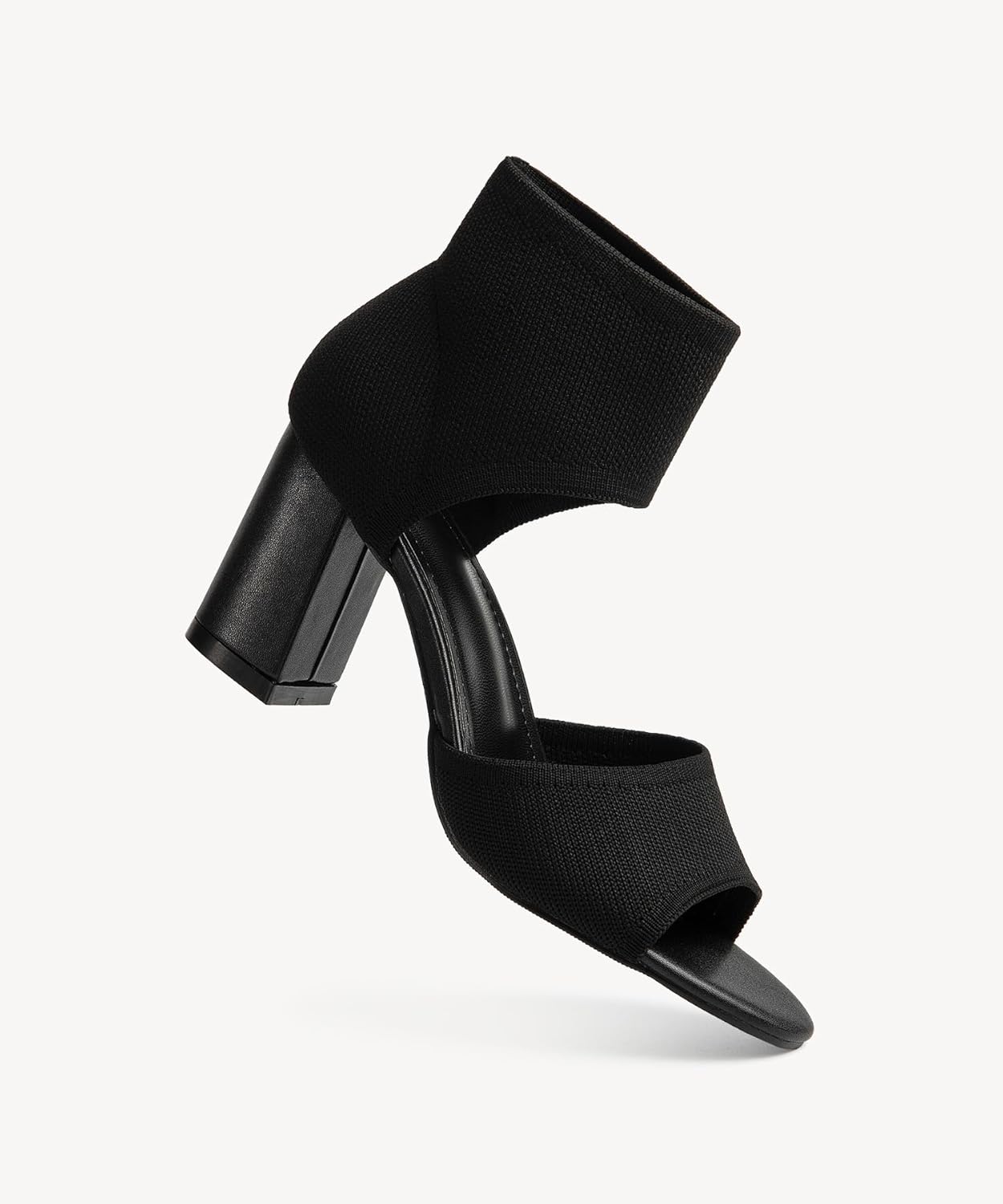 NEWBELLA Women's Knit Ankle Strap Block Heel Sandals - Image 4