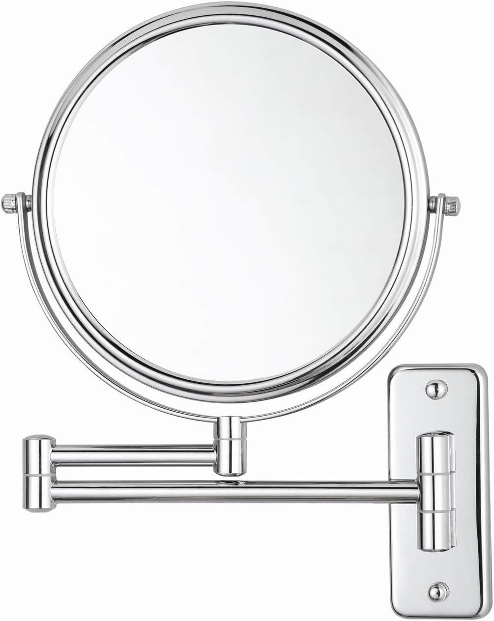 ALHAKIN 8-Inch Wall Mounted Makeup Mirror with 10X Magnification, LED Light, White