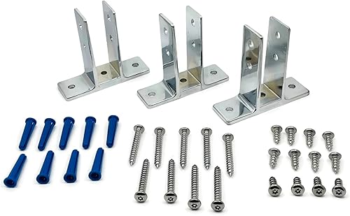 Harris Hardware 15516 Paquete de pantalla para urinario 3 soportes de pantalla para orinario de 2 orejas de cromo pulido Zamac para paneles de 1