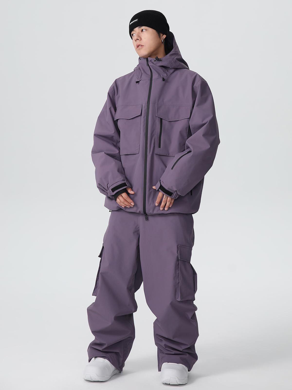 HOTIAN Herren Damen Skijacke und Skihose Set Wasserdicht Winddicht Baggy Skianzug Winter Warme Atmungsaktiv Schneeanzüge