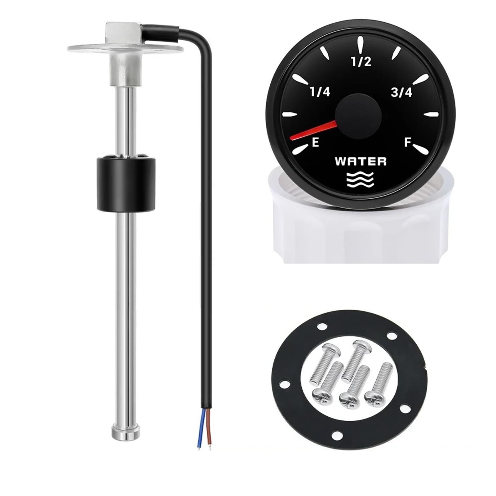 0-190 Ohm czujnik poziomu wody 52mm wskaźnik poziomu wody z 7-kolorową diodą LED wskaźnik poziomu wody w zbiorniku benzyna łódź samochód Stabilne monitorowanie(325mm SensorXGauge)