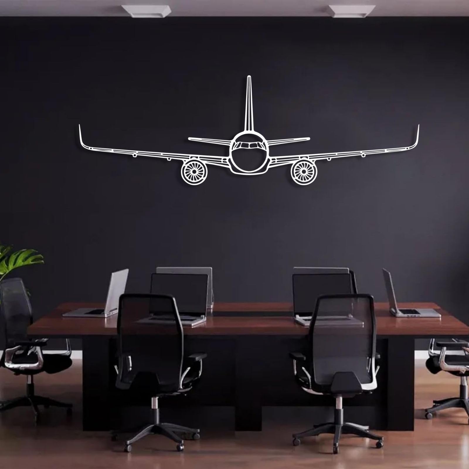 Schwarze Flugzeugsilhouette aus Metall, minimalistische Wanddekoration aus Metall, Moderne Skulptur mit Flugzeugsilhouette für Wohnzimmer, Flur und Treppenhaus (Gold, 61 cm L x 30 cm B)