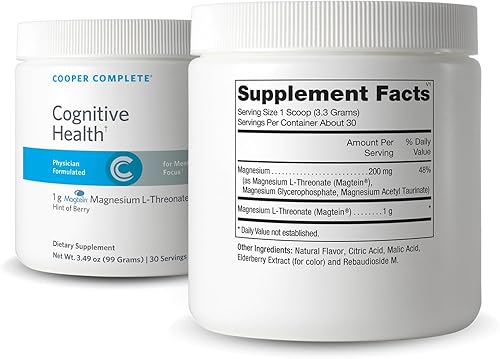 Miniatura 2 de Cooper Complete Polvo cognitivo del sabor de la baya del L-treonato del magnesio de la salud 0.04 oz