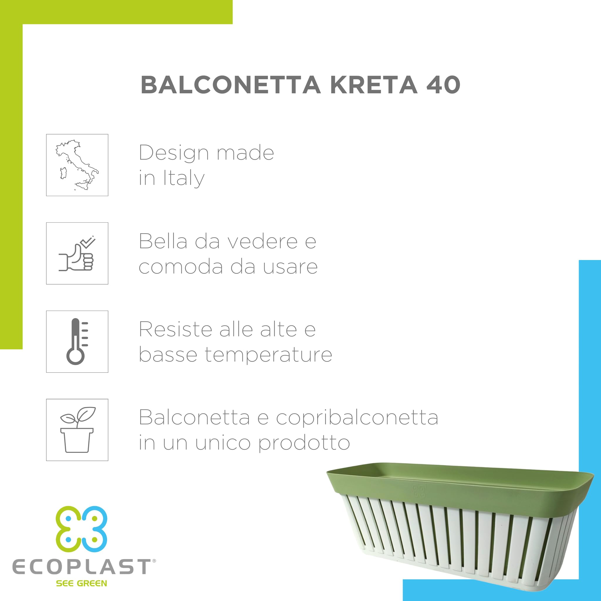 Balconiera Fioriera da Balcone Up Cassetta 50X21H23 in resina – Euro3plast