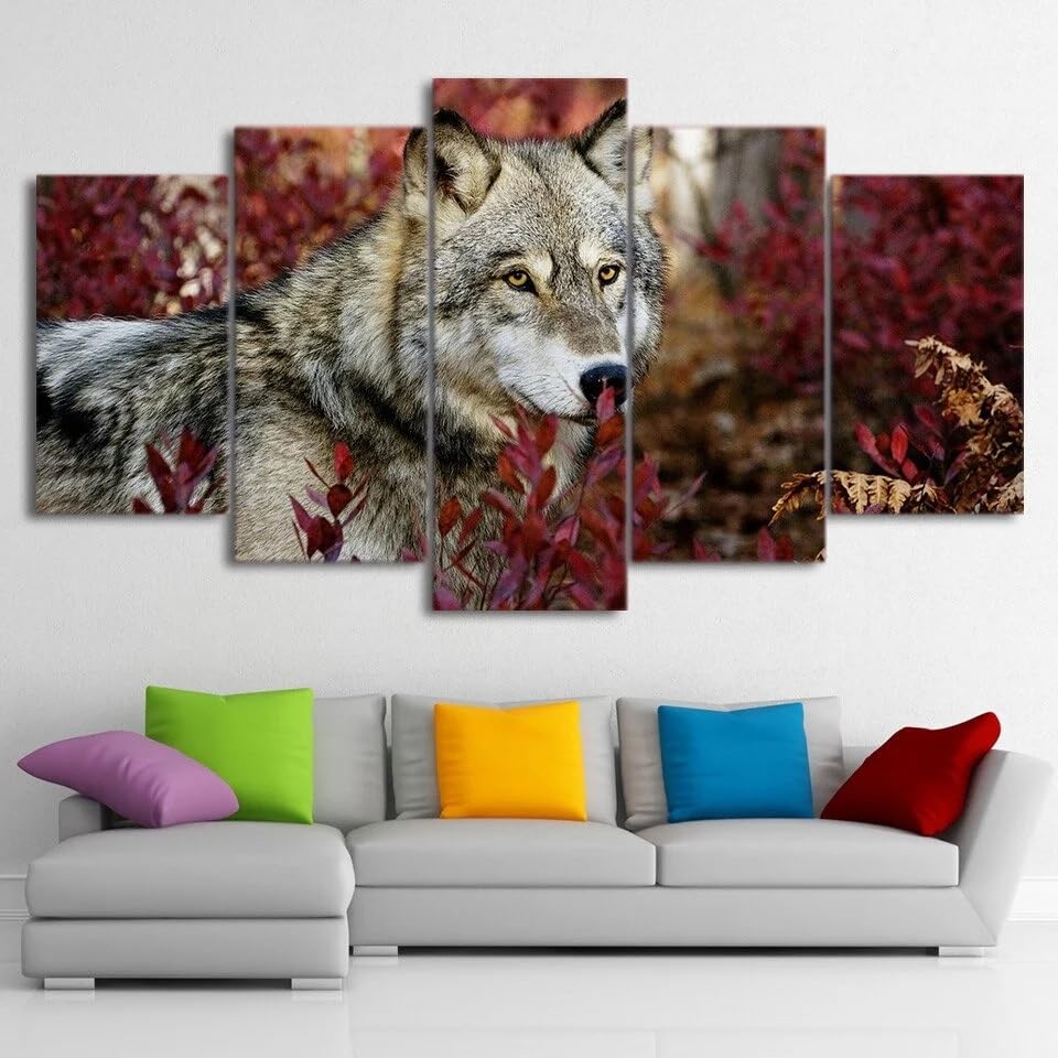 Toile decoration murale foret SHENGXINA grand tableau 5 parties prets a suspendre