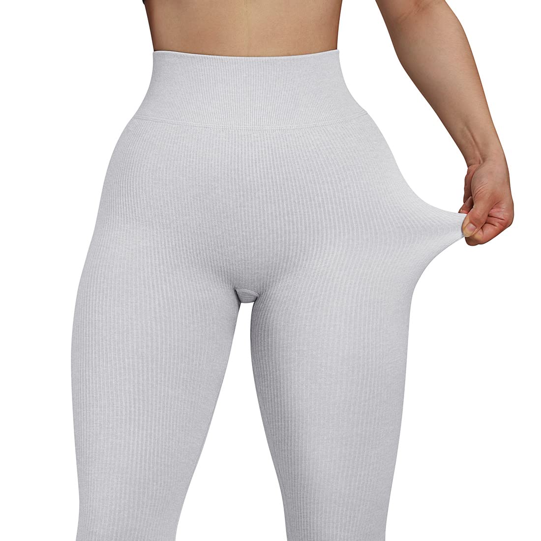SUUKSESS Leggings acanalados sin costuras para mujer, de cintura alta, para entrenamiento, gimnasio, yoga