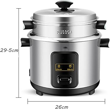 Mini Electric Cooker, Rice Cooker with Non-Stick Inner Pot, 304 Stainless Steel/Soup, Stew, Grain, Keep Warm Function, 3L