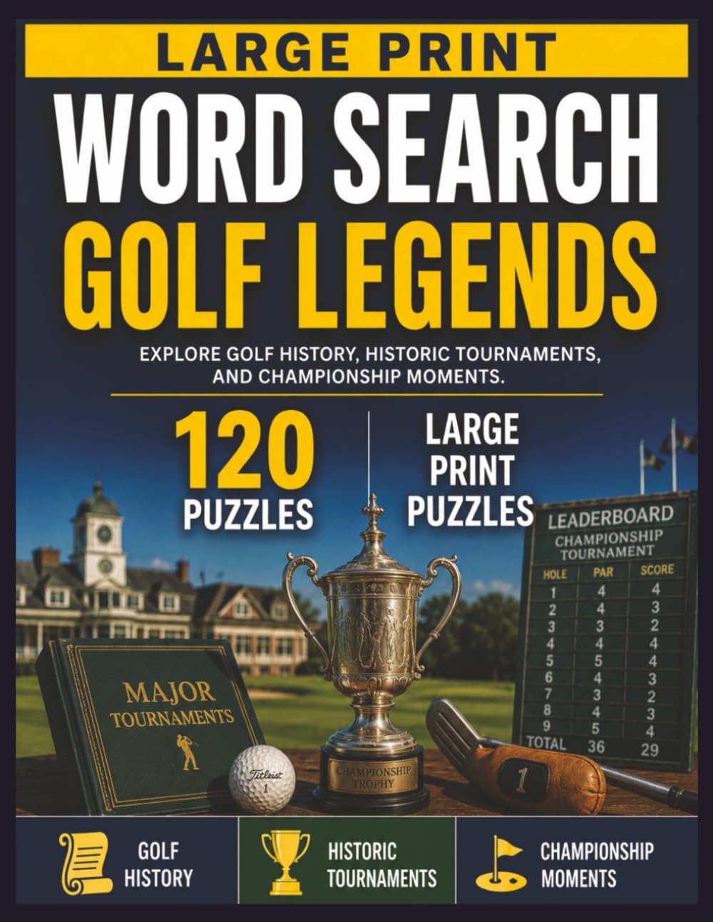 Large Print Word Search: Golf Legends: 120 Relaxing Golf-Themed Puzzles Inspired by Golf History, Historic Tournaments, and Championship Moments (Golf Lovers Puzzle Series)