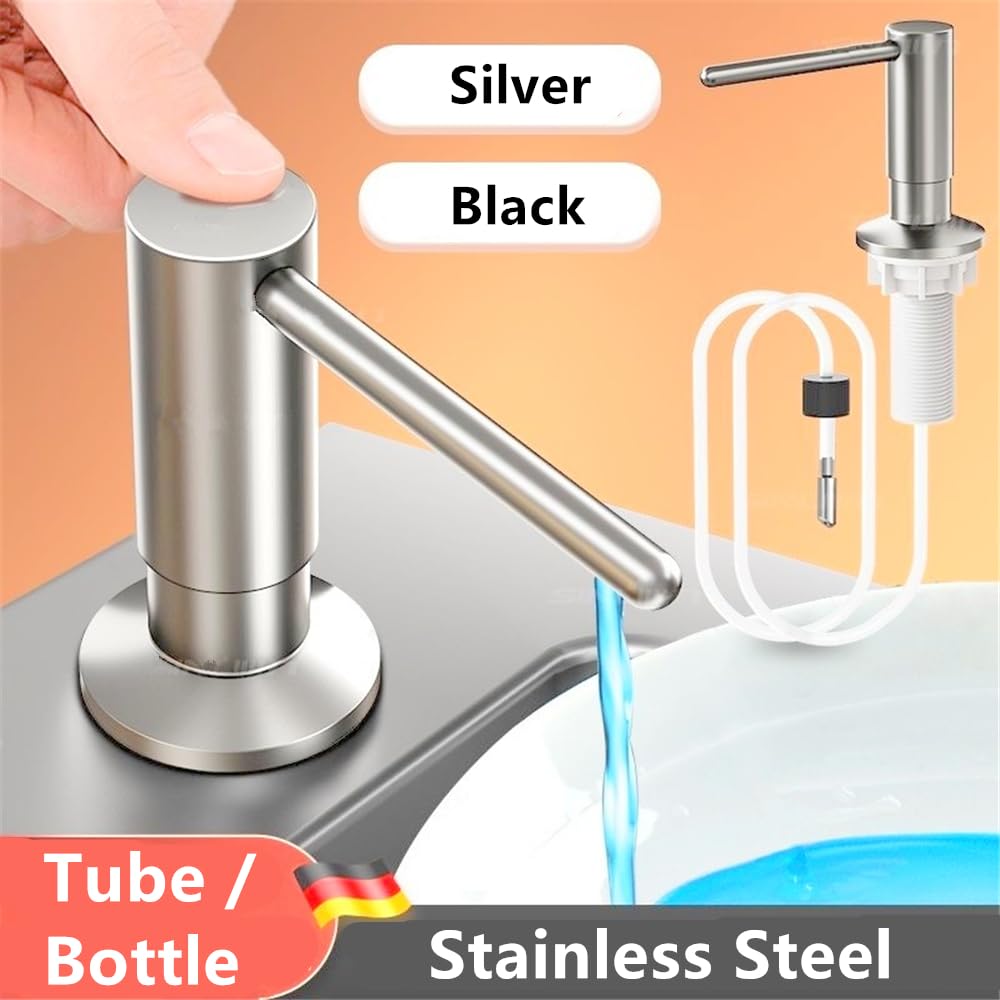 Dispensador de jabón para fregadero, bomba de detergente de cocina para encimera o cubierta, botella de jabón líquido con diseño de tapa abatible fácil, ideal para fregaderos de cocina y lavavajillas