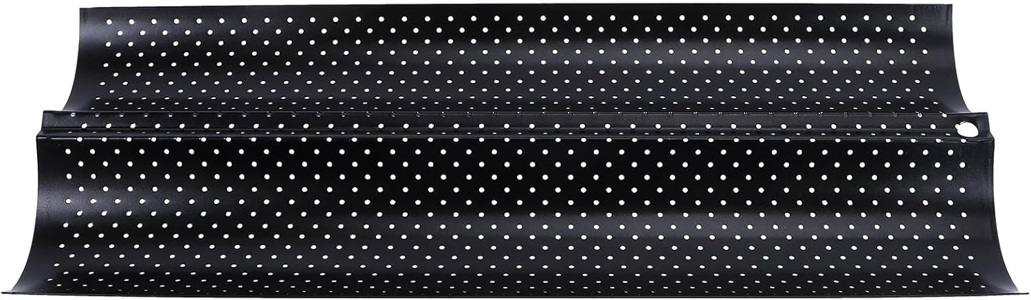 French Bread Baking Pan Wave Bread Stick Tray Small Size 2-slot Black Kitchen Baking Tool for Oven Use