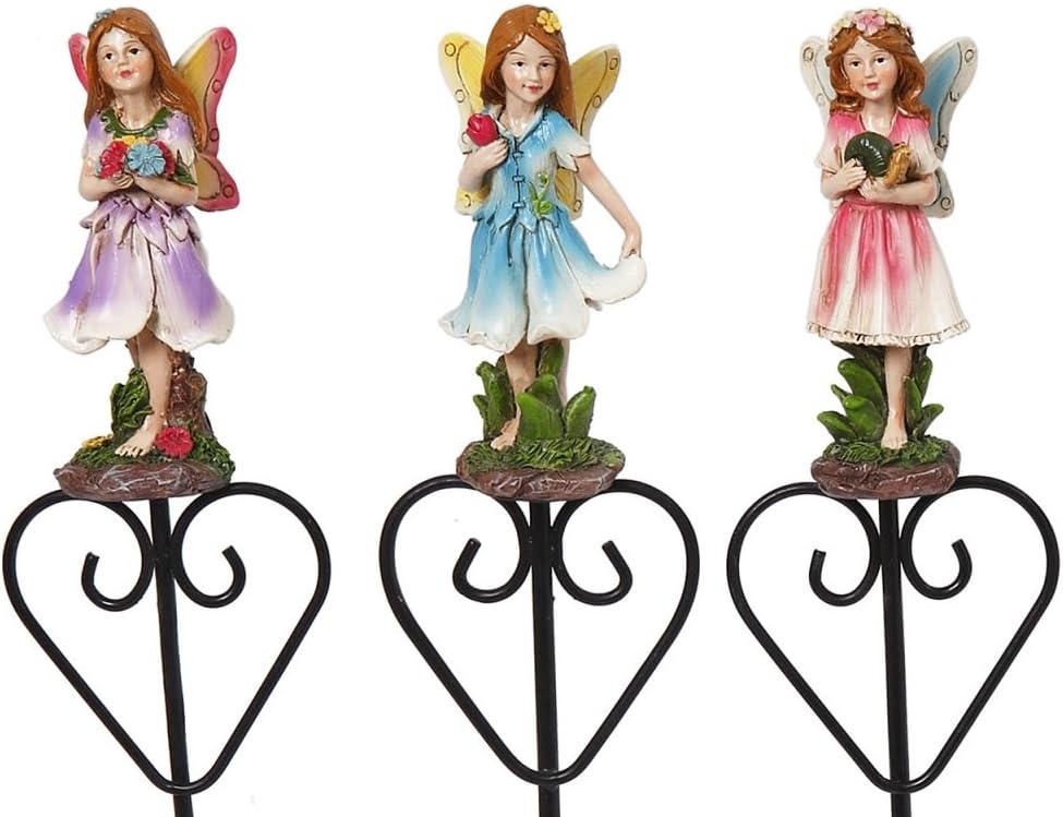 Set of 3 Premium Garden Plant Stakes for Plants and Flowers (Friendly Fairies)