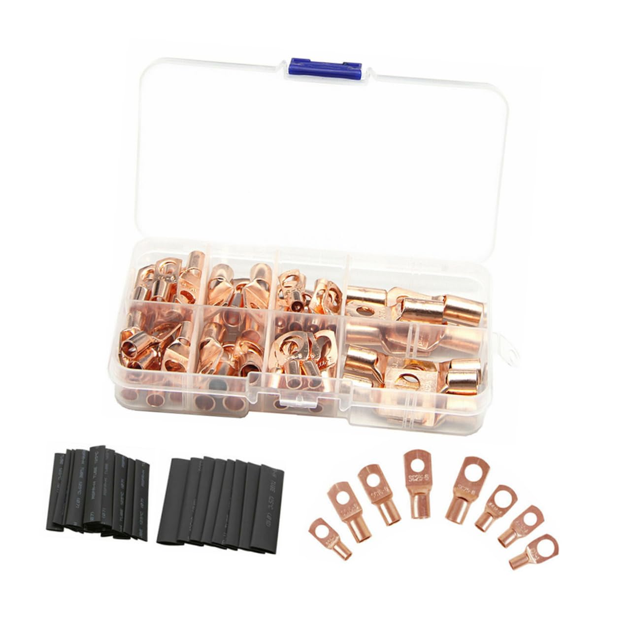 STOBAZA 140pcs Car Connector Terminal Kit with Heat Shrink Tubing Durable Electrical Crimp Ring for Car Repair and Maintenance Easy Installation Safe and Reliable