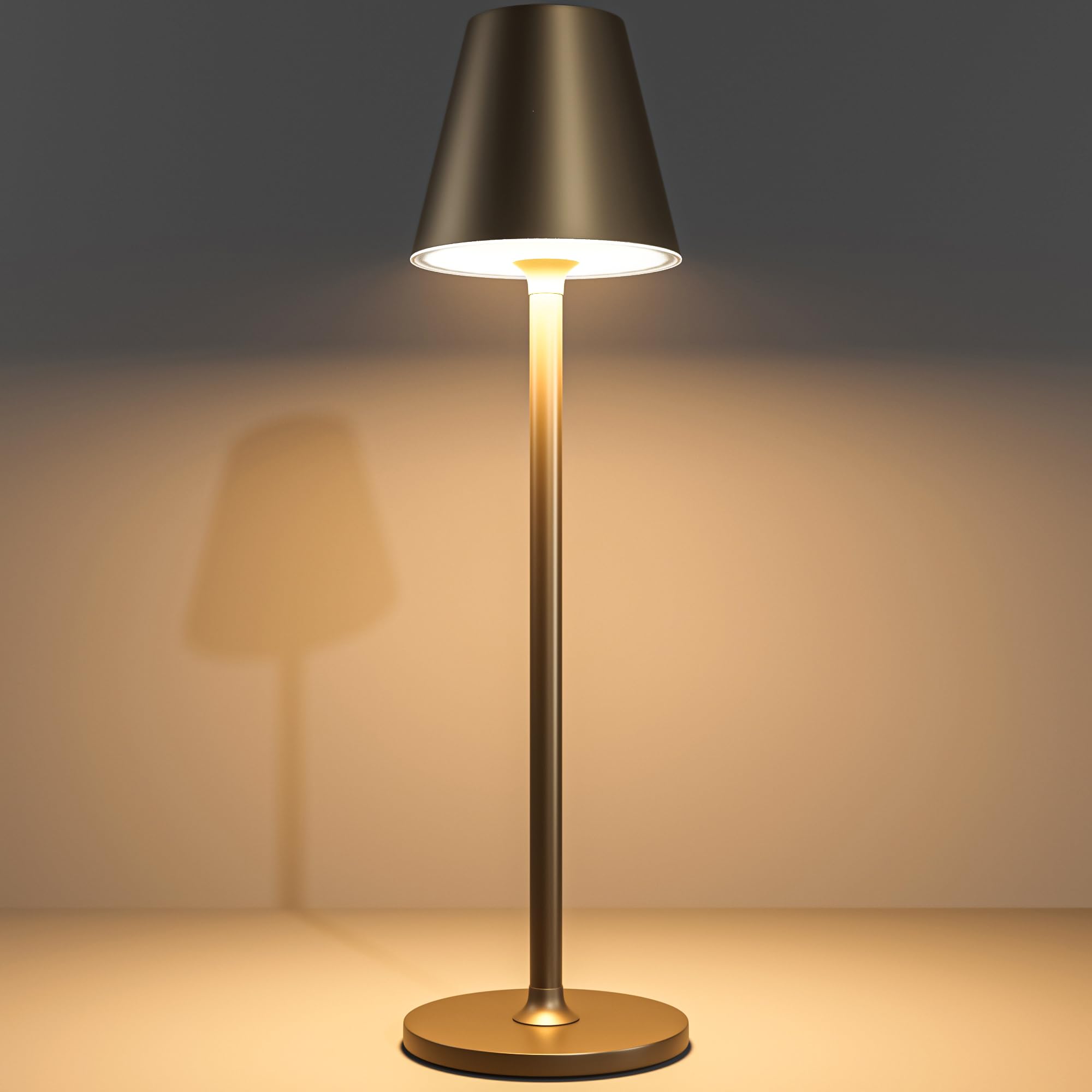 Timjorman Modern LED Battery Table Lamp, 4000 mAh Rechargeable Battery, 3 Levels Brightness Night Light, Metal Shell, Minimalist Design, Dinner for Couple/Coffee Table/Restaurant/Bedroom — image 1