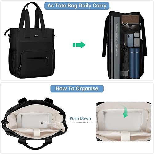 Miniatura 4 de ETRONIK Lonchera para el trabajo de mujeres, lonchera grande aislada a prueba de fugas con compartimento para laptop, bolsa enfriadora amplia con