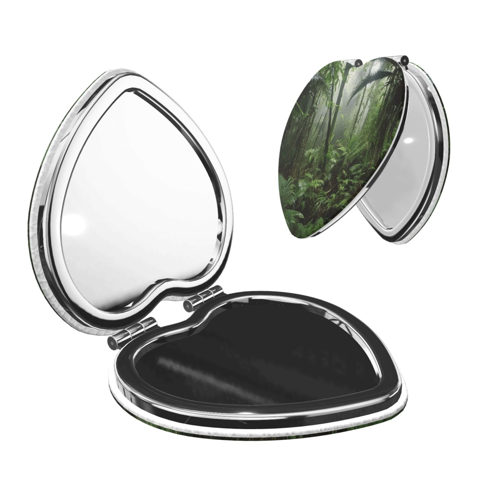 DWVTSLH Tropical Rainforest Compact Mirror for Purse, Double-Sided 2X/1X Magnifying Mirror for Women Men, Travel Makeup Mirror for Handbag, Handheld Vanity Mirror for Gift
