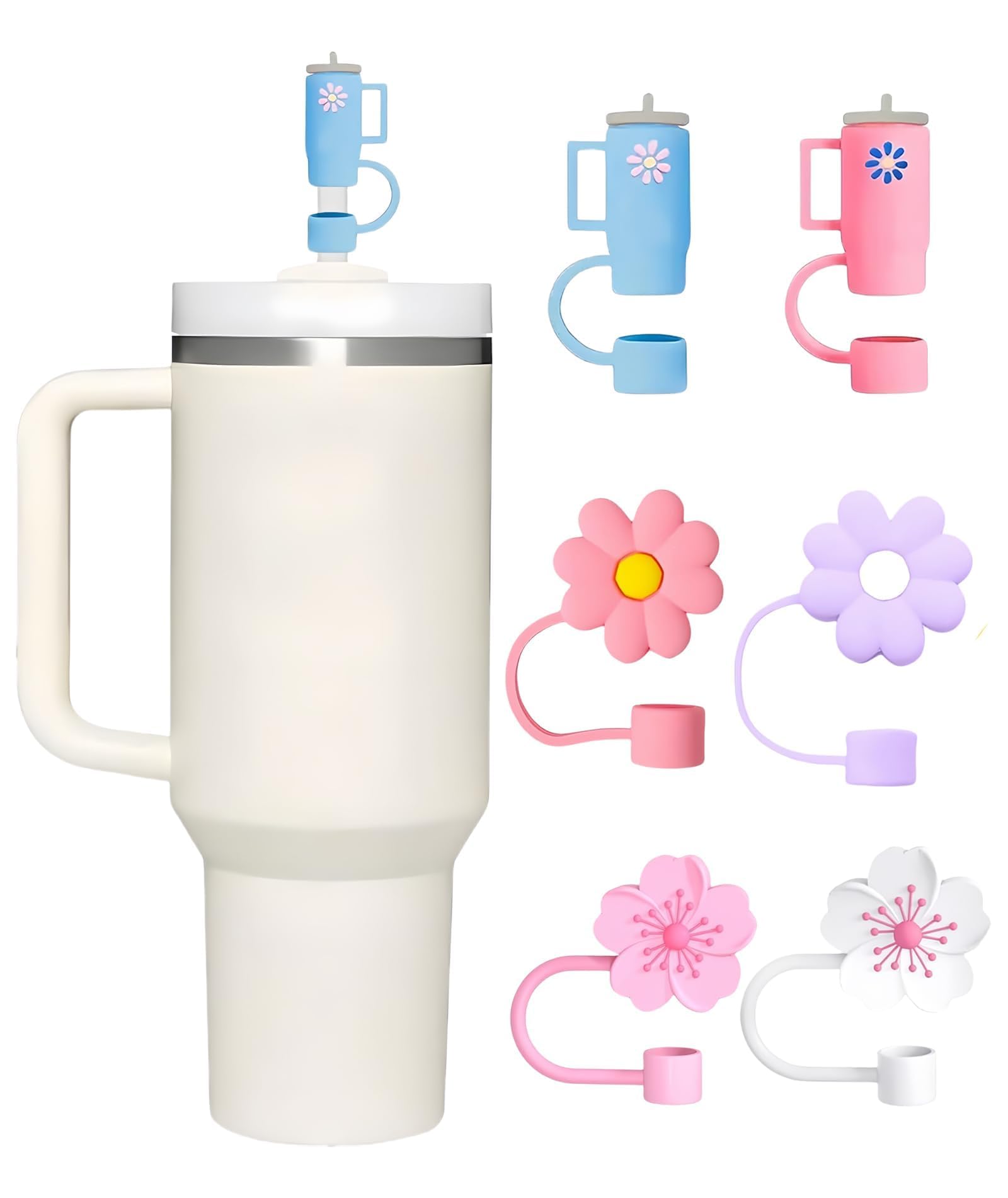 6 pcs Stanley Cup Accessories, PVC Cup Straw Sleeves,Reusable Silicone Straw Cover Cap, Flower Shaped Silicone Straw Cover, Accessories are Suitable for 10mm Straws (B0DC5DBX9W) Amazon Price History, Amazon Price Tracker